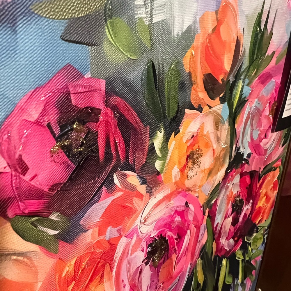 District Design NWT Pink Vibrant Botanical Floral Luxury Inspired Canvas Print - Picture 5 of 8